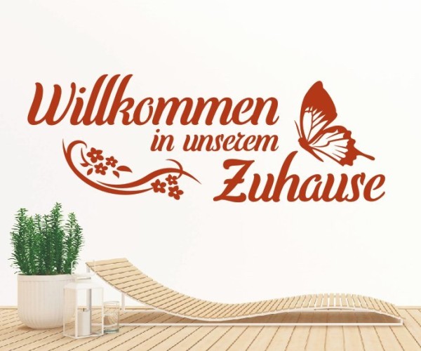 Wandtattoo Spruch | Willkommen in unserem Zuhause | 6 | Schöne Wandsprüche für den Flur | ✔Made in Germany  ✔Kostenloser Versand DE
