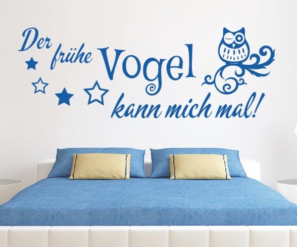 Wandtattoo Spruch | Der frühe Vogel kann mich mal! | 4 | Schöne Wandsprüche für das Schlafzimmer | ✔Made in Germany  ✔Kostenloser Versand DE