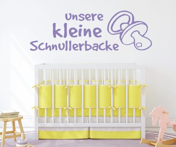 Wandtattoo Kinderzimmer | Schnuller mit Schriftzug – Unsere kleine Schnullerbacke | ✔Made in Germany  ✔Kostenloser Versand DE