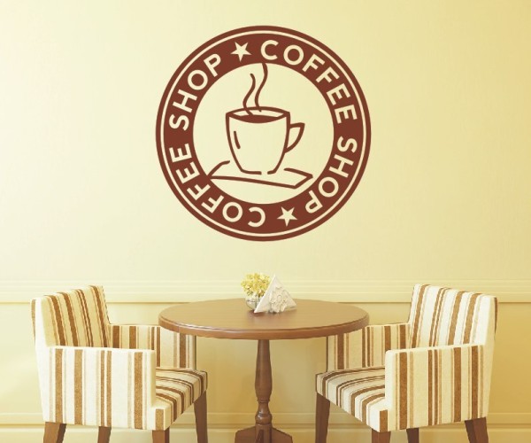 Wandtattoo Küche und Esszimmer | Dekoratives Kaffeelogo mit Kaffeetasse und dem Schriftzug – Coffee Shop | 1 | ✔Made in Germany  ✔Kostenloser Versand DE
