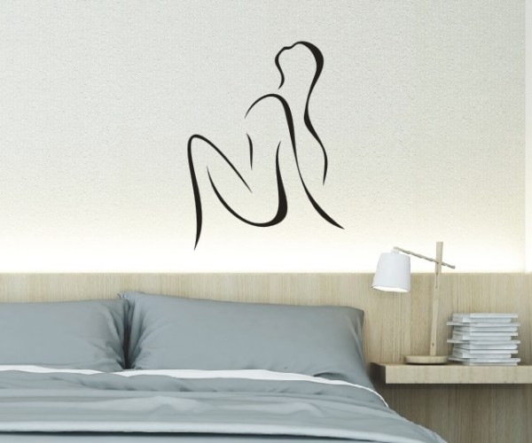 Wandtattoo Schlafzimmermotiv | Die Silhouette einer Frau die Entspannt | ✔Made in Germany  ✔Kostenloser Versand DE