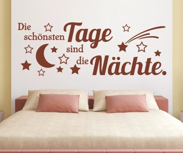 Wandtattoo Spruch | Die schönsten Tage sind die Nächte. | 5 | Schöne Wandsprüche für das Schlafzimmer | ✔Made in Germany  ✔Kostenloser Versand DE