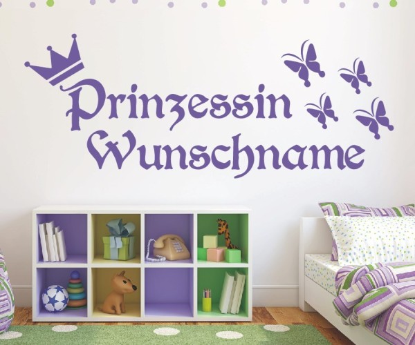 Wandtattoo - Prinzessin mit Wunschnamen für das Kinderzimmer | 42 | ✔Made in Germany  ✔Kostenloser Versand DE