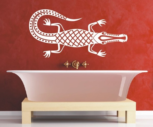 Wandtattoo Maori – Krokodil | Ein schönes Tiermotiv mit kunstvollen Linien aus der Kultur von Neuseeland | ✔Made in Germany  ✔Kostenloser Versand DE