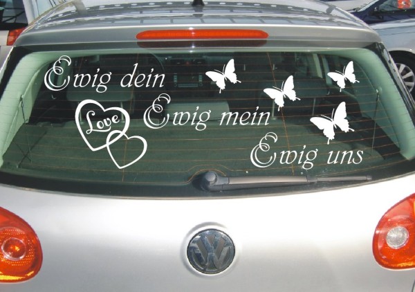 Aufkleber Hochzeit | Ewig dein, Ewig mein, Ewig uns als Autoaufkleber | ✔Made in Germany  ✔Kostenloser Versand DE