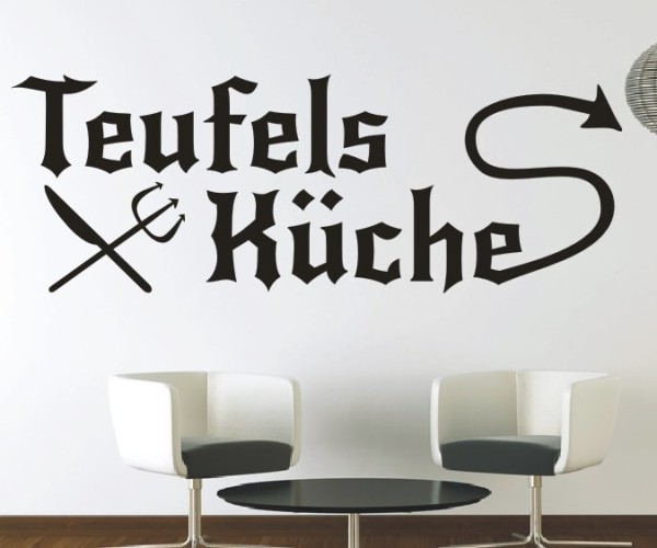 Wandtattoo Spruch | Teufels Küche | 6 | Schöne Wandsprüche für Küche und Esszimmer | ✔Made in Germany  ✔Kostenloser Versand DE