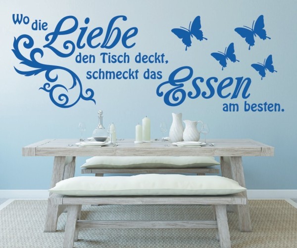 Wandtattoo Spruch | Wo die Liebe den Tisch deckt, schmeckt es am besten. | 11 | Schöne Wandsprüche für Küche und Esszimmer