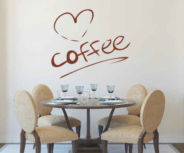 Wandtattoo Küche und Esszimmer | Dekoratives Kaffeemotiv mit Herz und dem Schriftzug – Coffee | 2 | ✔Made in Germany  ✔Kostenloser Versand DE