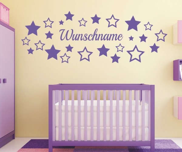 Wandtattoo - Sterne mit Wunschnamen für das Kinderzimmer | 1 | ✔Made in Germany  ✔Kostenloser Versand DE