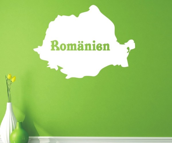 Wandtattoo Landkarte von Rumänien | Mit Schriftzug Rumänien als Silhouette | ✔Made in Germany  ✔Kostenloser Versand DE