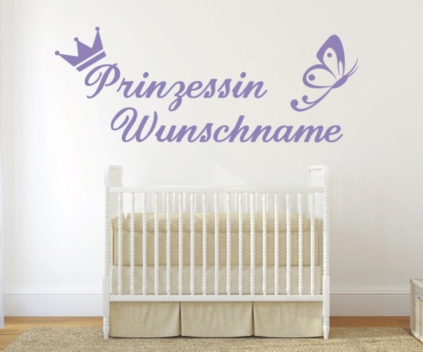 Wandtattoo - Prinzessin mit Wunschnamen für das Kinderzimmer | 3 | ✔Made in Germany  ✔Kostenloser Versand DE