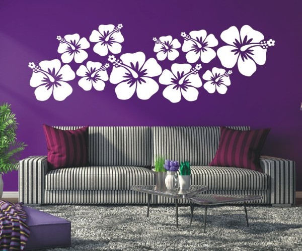 Wandtattoo Blumen - Ornament | Schöne Blüten vom Hibiskus als Wanddekoration | 4 | ✔Made in Germany  ✔Kostenloser Versand DE