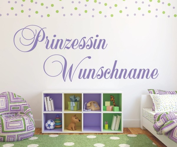 Wandtattoo - Prinzessin Wunschname für das Kinderzimmer | 2 | ✔Made in Germany  ✔Kostenloser Versand DE