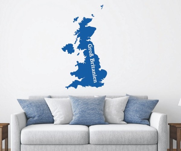 Wandtattoo Landkarte von Groß Britannien | Mit Schriftzug Groß Britannien als Silhouette | ✔Made in Germany  ✔Kostenloser Versand DE