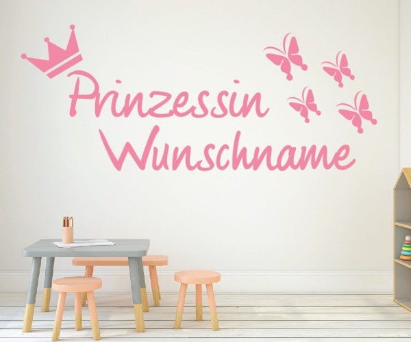 Wandtattoo - Prinzessin mit Wunschnamen für das Kinderzimmer | 37 | ✔Made in Germany  ✔Kostenloser Versand DE