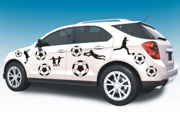Aufkleber | Mehrteilige Fußball – Sets mit Spielern und Bällen als Autoaufkleber | 11 Teile| | ✔Made in Germany  ✔Kostenloser Versand DE