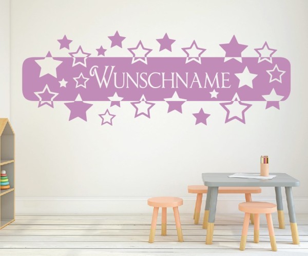 Wandtattoo - Banner mit Wunschnamen und Sternen für das Kinderzimmer | 11 | ✔Made in Germany  ✔Kostenloser Versand DE