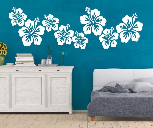 Wandtattoo Blumen - Ornament | Schöne Blüten vom Hibiskus als Wanddekoration | 2 | ✔Made in Germany  ✔Kostenloser Versand DE