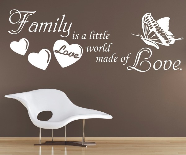 Wandtattoo Spruch | Family is a little world made of Love. | 4 | Schöne englische Wandsprüche für die Familie