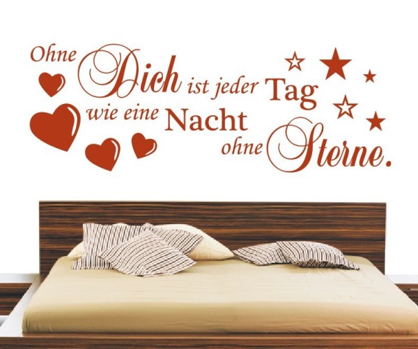 Wandtattoo Spruch | Ohne Dich ist jeder Tag wie eine Nacht ohne Sterne. | 5 | Schöne Wandsprüche für die Liebe | ✔Made in Germany  ✔Kostenloser Versand DE
