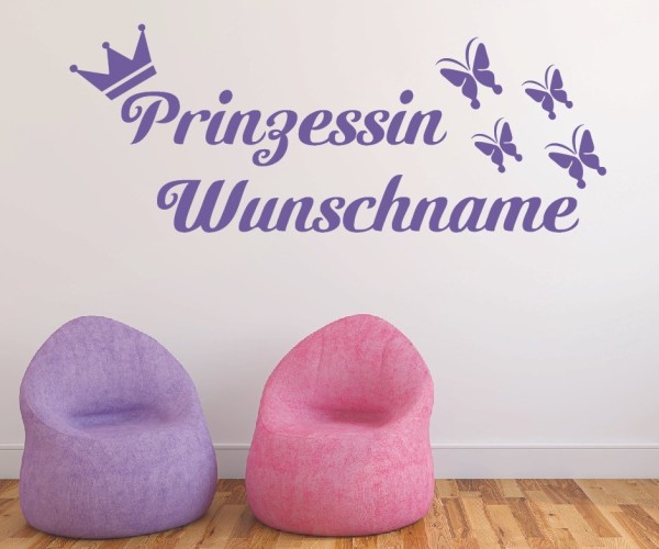 Wandtattoo - Prinzessin mit Wunschnamen für das Kinderzimmer | 50 | ✔Made in Germany  ✔Kostenloser Versand DE