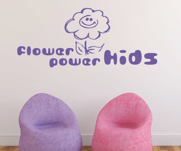 Wandtattoo Kinderzimmer | Eine Blume mit dem Schriftzug – Flower power kids | ✔Made in Germany  ✔Kostenloser Versand DE