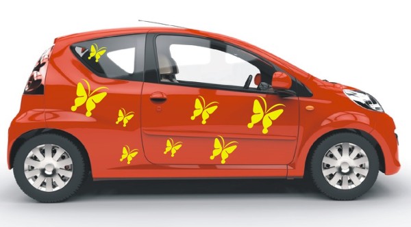 Aufkleber | Mehrteilige Sets mit schönen Schmetterlingen als Autoaufkleber | 8 Teile| Motiv 7 | ✔Made in Germany  ✔Kostenloser Versand DE
