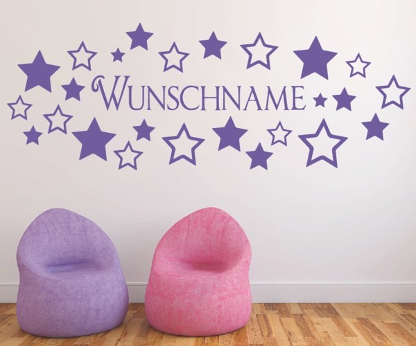 Wandtattoo - Sterne mit Wunschnamen für das Kinderzimmer | 3 | ✔Made in Germany  ✔Kostenloser Versand DE