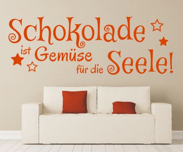 Wandtattoo Spruch | Schokolade ist Gemüse für dir Seele! | 2 | Schöne Wandsprüche für Küche und Esszimmer