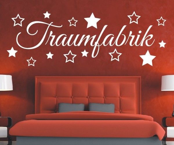 Wandtattoo Spruch | Traumfabrik | 2 | Schöne Wandsprüche für das Schlafzimmer | ✔Made in Germany  ✔Kostenloser Versand DE