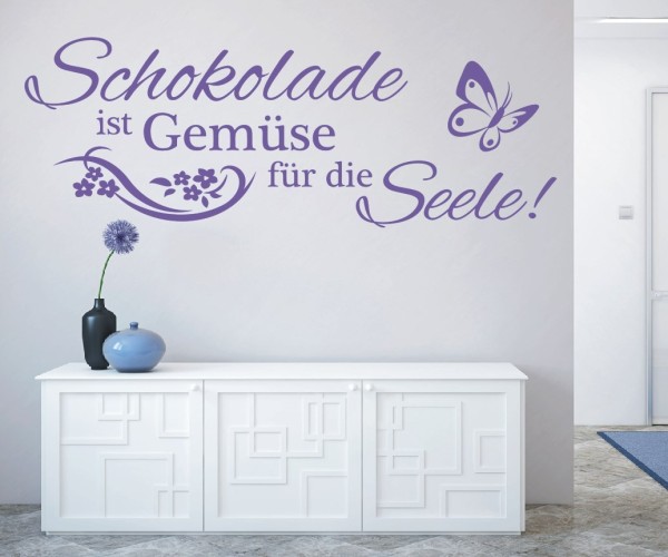 Wandtattoo Spruch | Schokolade ist Gemüse für dir Seele! | 1 | Schöne Wandsprüche für Küche und Esszimmer | ✔Made in Germany  ✔Kostenloser Versand DE