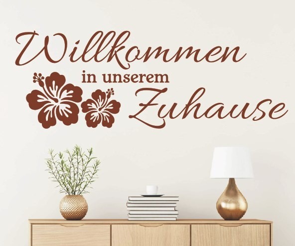 Wandtattoo Spruch | Willkommen in unserem Zuhause | 8 | Schöne Wandsprüche für den Flur | ✔Made in Germany  ✔Kostenloser Versand DE