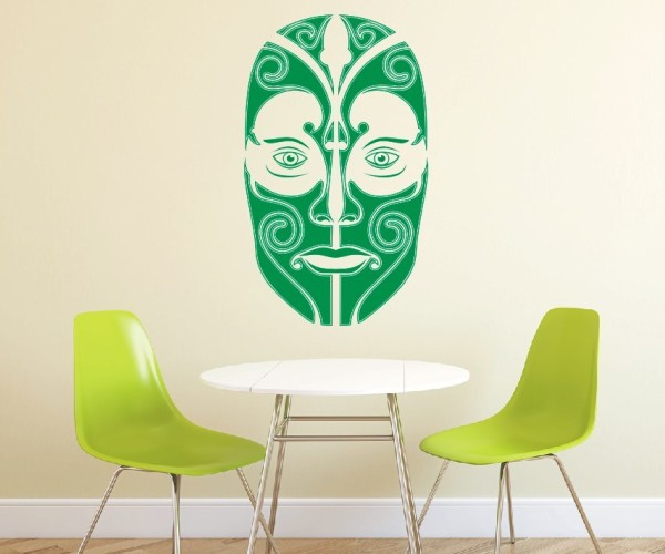 Wandtattoo Maori – Masken | Ein schönes Motiv mit kunstvollen Linien aus der Kultur von Neuseeland | 13 | ✔Made in Germany  ✔Kostenloser Versand DE