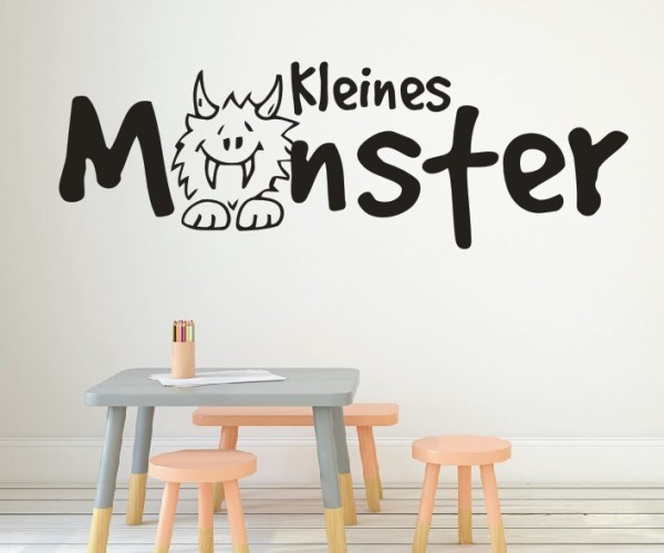 Wandtattoo Kinderzimmer | Ein süßer Schriftzug mit Motiv – Kleines Monster