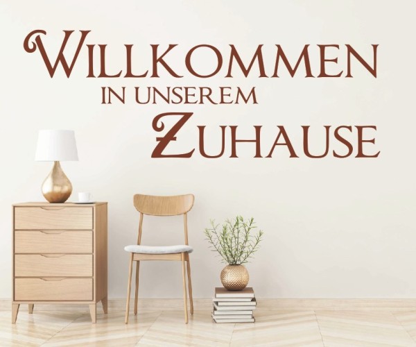 Wandtattoo Spruch | Willkommen in unserem Zuhause | 1 | Schöne Wandsprüche für den Flur | ✔Made in Germany  ✔Kostenloser Versand DE