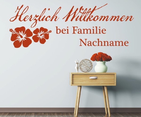 Wandtattoo - Herzlich Willkommen bei Familie Nachname mit Wunschtext für den Flur | 12 | ✔Made in Germany  ✔Kostenloser Versand DE