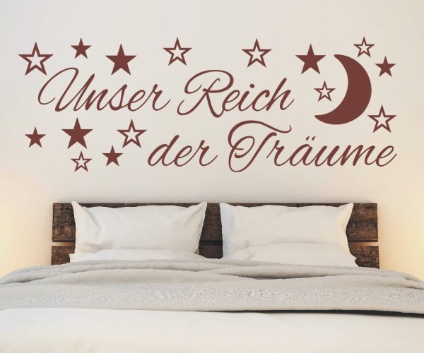 Wandtattoo Spruch | Unser Reich der Träume | 1 | Schöne Wandsprüche für das Schlafzimmer | ✔Made in Germany  ✔Kostenloser Versand DE