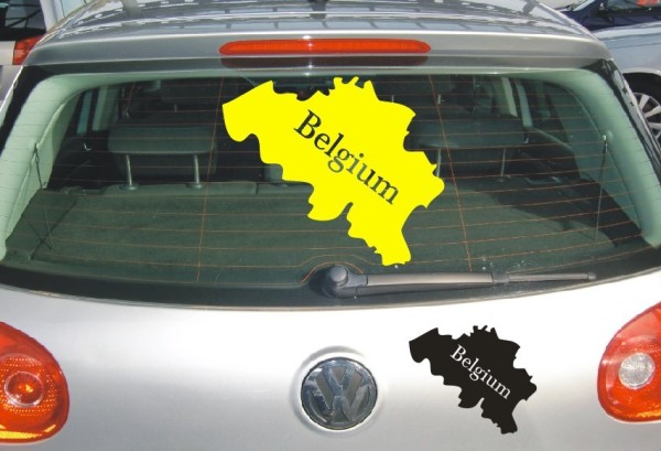 Aufkleber Landkarte Belgien | Mit Schriftzug Belgium als Silhouette | ✔Made in Germany  ✔Kostenloser Versand DE