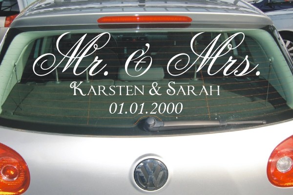 Aufkleber Hochzeit | Mr. und Mrs. | Personalisierbar mit Wunschnamen und Datum als Autoaufkleber | 1 | ✔Made in Germany  ✔Kostenloser Versand DE