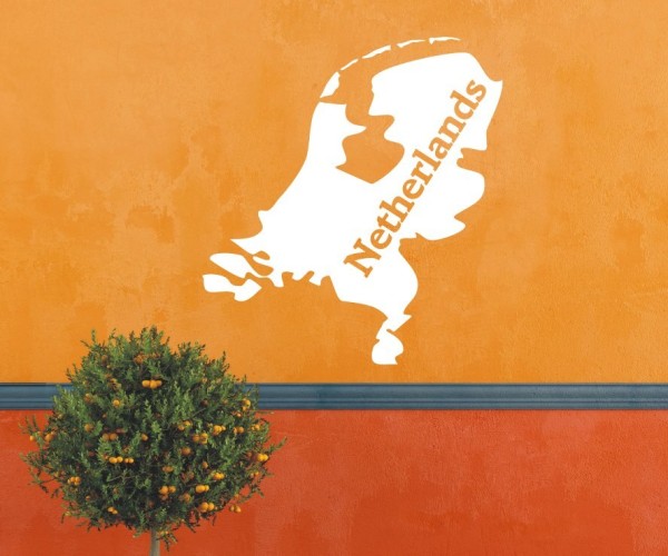 Wandtattoo Landkarte von der Niederlande | Mit Schriftzug Netherlands als Silhouette | ✔Made in Germany  ✔Kostenloser Versand DE