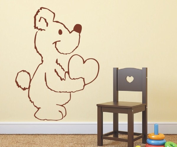 Wandtattoo Kinderzimmer | Süßes Motiv eines Teddybär mit Herz (Junge)