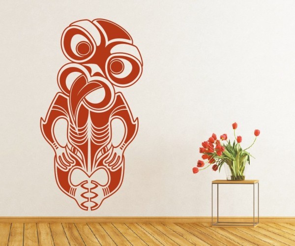Wandtattoo Maori – Masken | Ein schönes Motiv mit kunstvollen Linien aus der Kultur von Neuseeland | 17 | ✔Made in Germany  ✔Kostenloser Versand DE