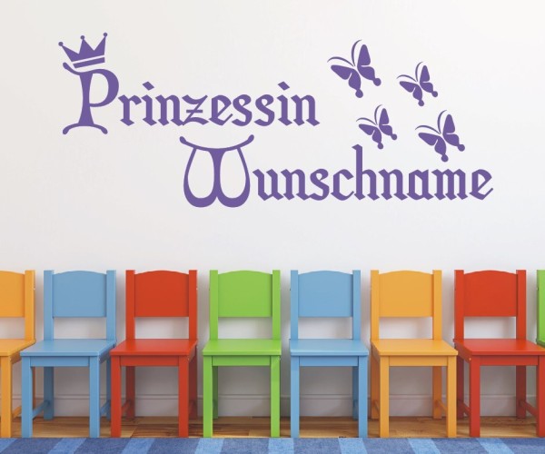 Wandtattoo - Prinzessin mit Wunschnamen für das Kinderzimmer | 45 | ✔Made in Germany  ✔Kostenloser Versand DE