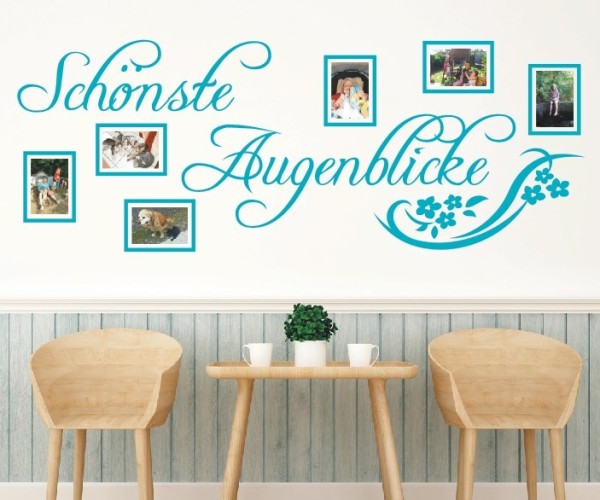 Wandtattoo Spruch | Schönste Augenblicke | 4 | Wandsprüche mit Bilderrahmen und Fotoklebepunkten | ✔Made in Germany  ✔Kostenloser Versand DE