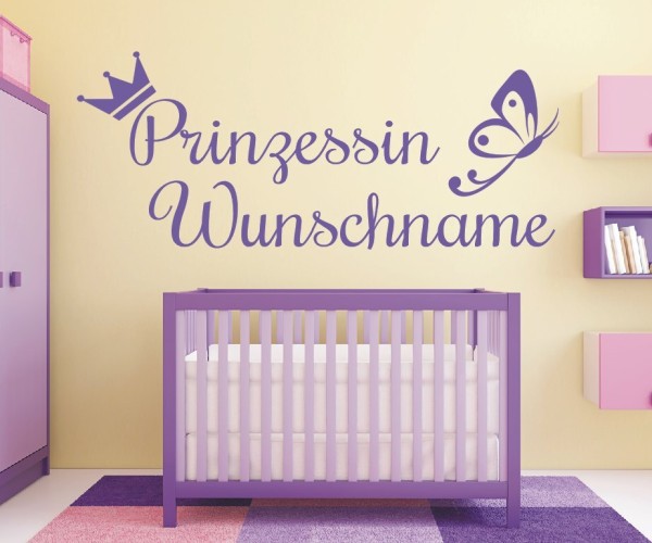 Wandtattoo - Prinzessin mit Wunschnamen für das Kinderzimmer | 33 | ✔Made in Germany  ✔Kostenloser Versand DE