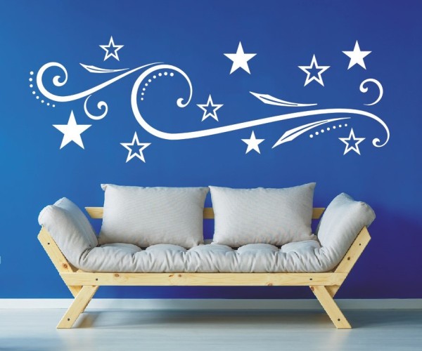Wandtattoo Ornament | Schöne verschnörkelte dekorative Linien und Punkte mit Sternen | 1 | ✔Made in Germany  ✔Kostenloser Versand DE