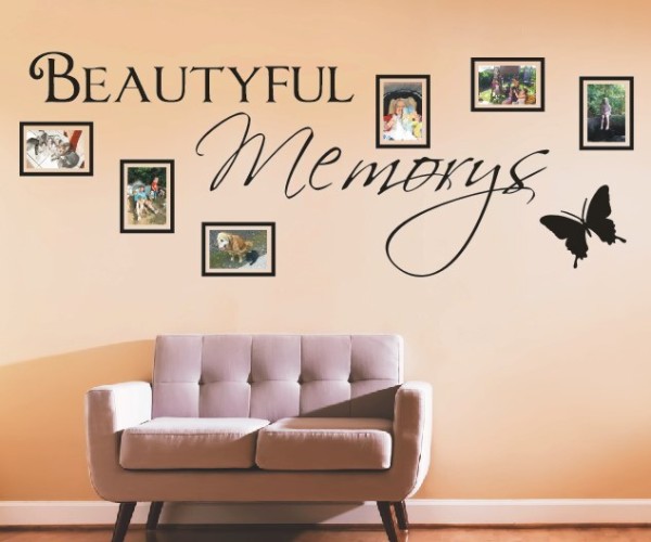 Wandtattoo Spruch | Beautyful Memorys | 1 | Wandsprüche mit Bilderrahmen und Fotoklebepunkten | ✔Made in Germany  ✔Kostenloser Versand DE