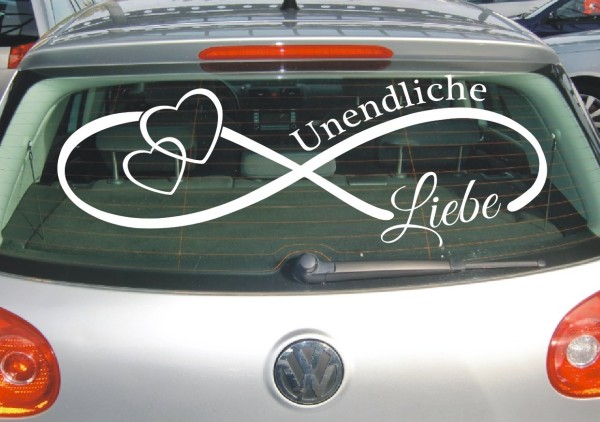 Aufkleber Hochzeit | Unendlich Zeichen mit Herzen und Schriftzug unendliche Liebe als Autoaufkleber | ✔Made in Germany  ✔Kostenloser Versand DE