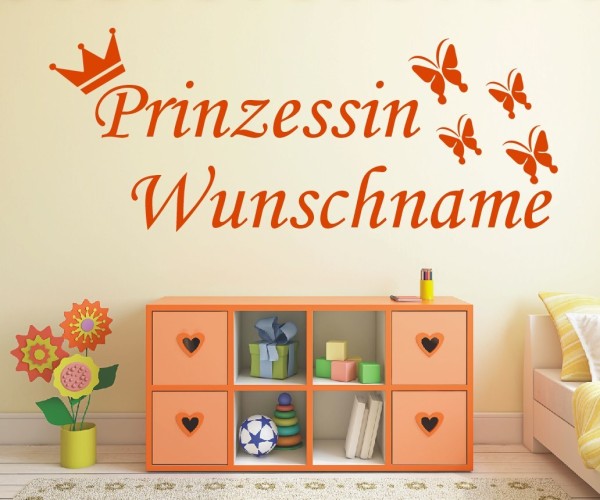 Wandtattoo - Prinzessin mit Wunschnamen für das Kinderzimmer | 60 | ✔Made in Germany  ✔Kostenloser Versand DE