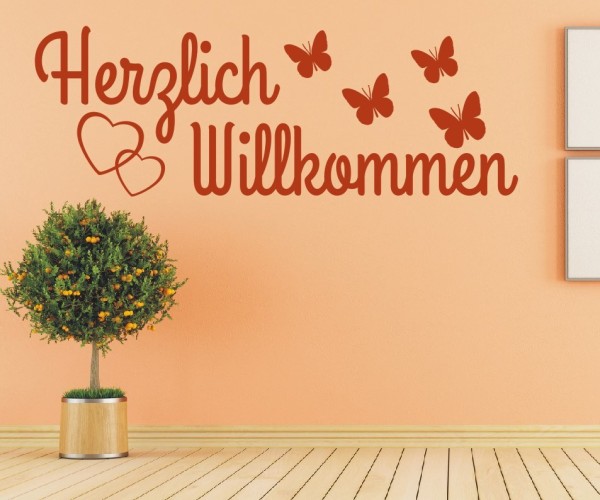 Wandtattoo Spruch | Herzlich Willkommen | 6 | Schöne Wandsprüche für den Flur | ✔Made in Germany  ✔Kostenloser Versand DE